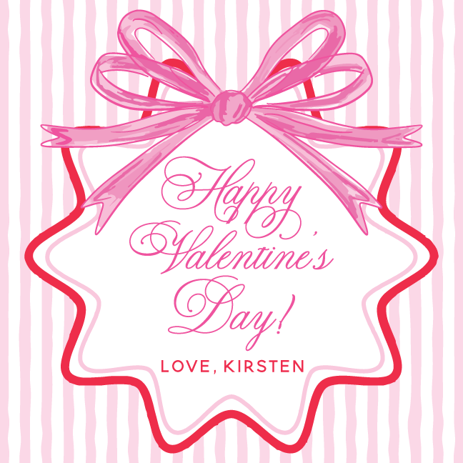 Bow Squiggle Stripes HVD Gift Tag - PINK