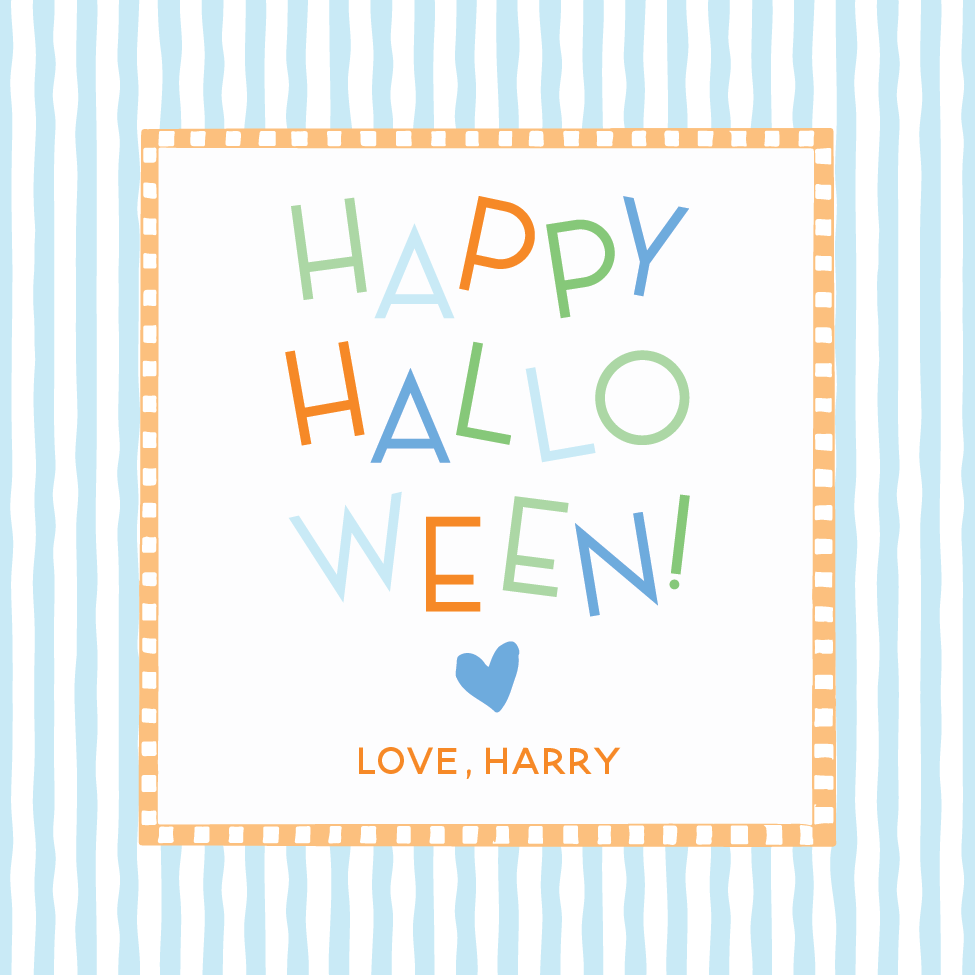 Funky Letters Happy Halloween Gift Tag - BLUE