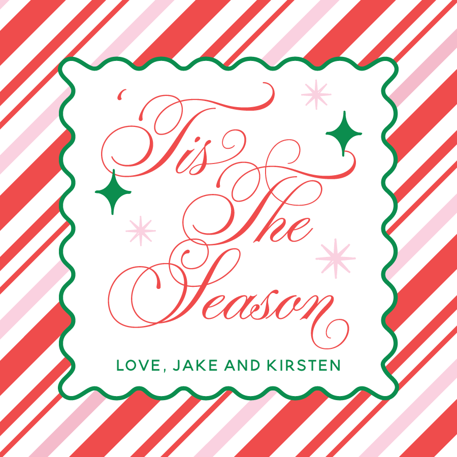 Peppermint Background 'Tis The Season Green & Red