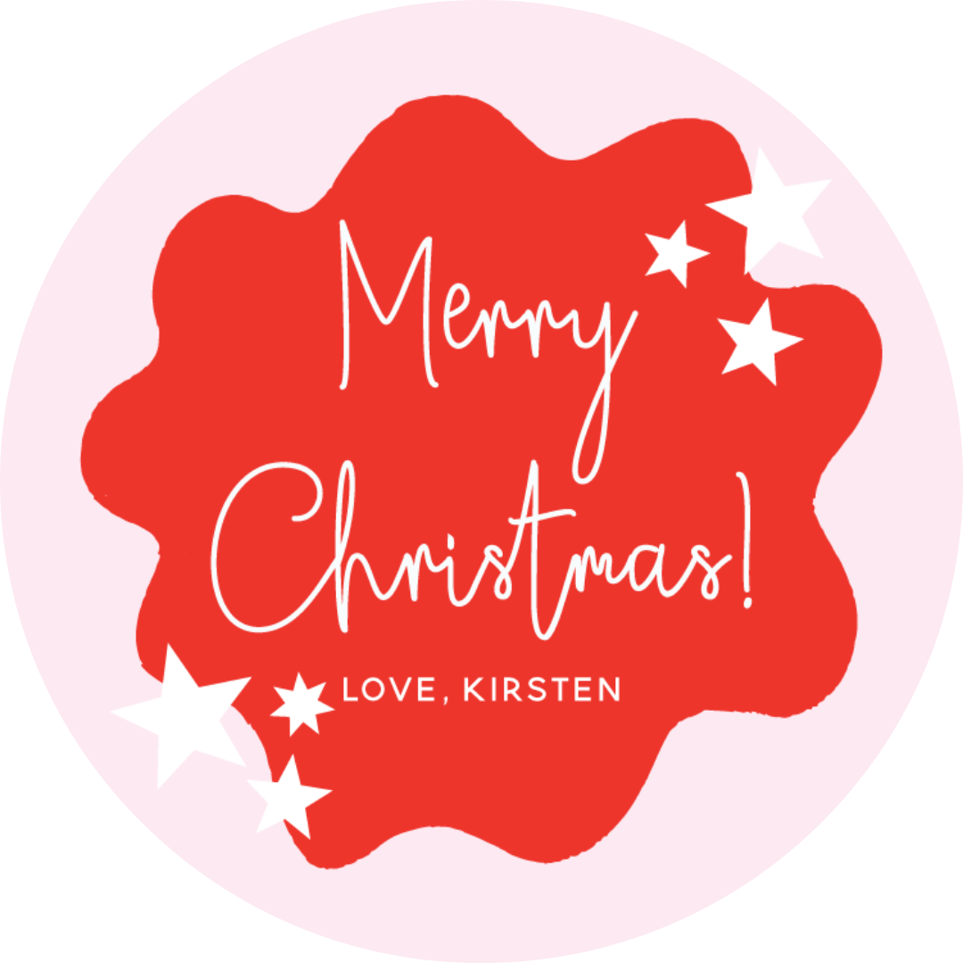 STICKER SHEET  -  Pink & Red Abstract Stars Merry Christmas