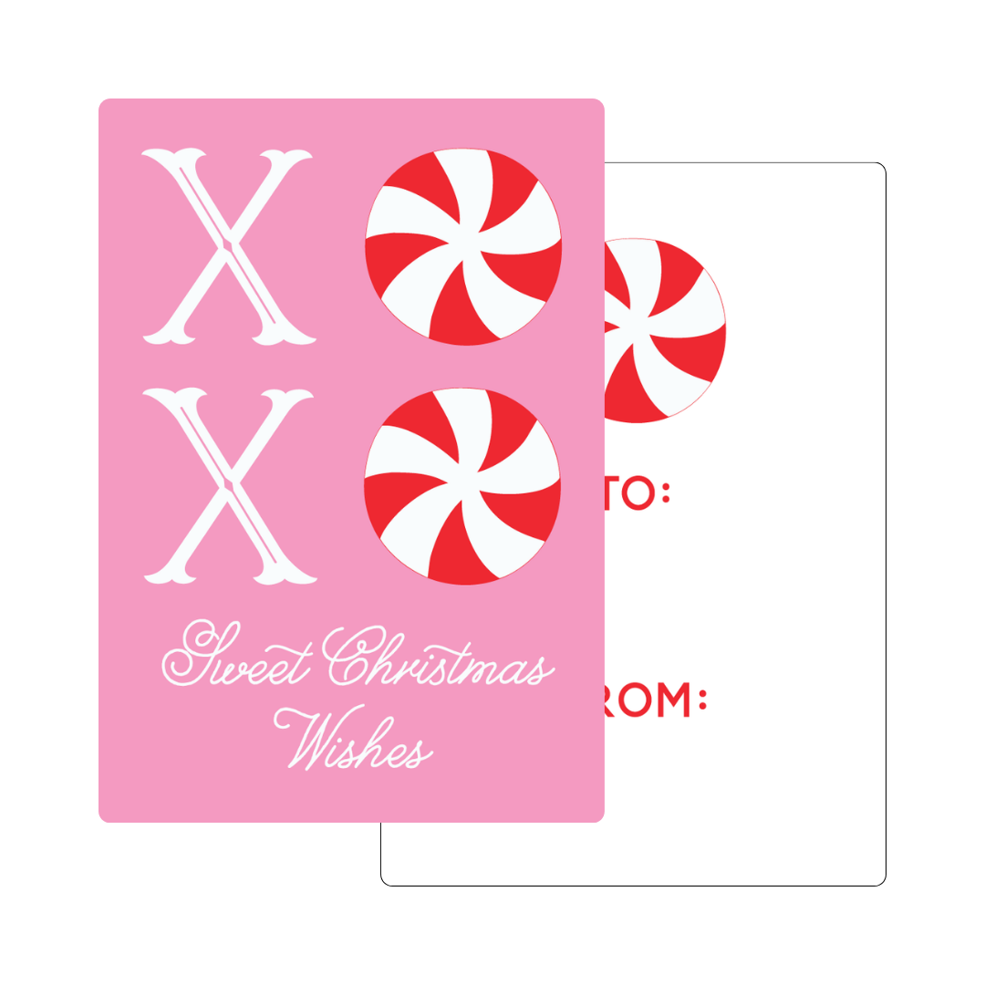 XOXO Sweet Christmas Wishes Gift Tag - PINK & GREEN OPTIONS