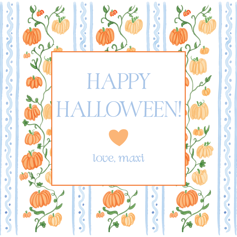 Watercolor Pumpkins & Vines Gift Tag - BLUE