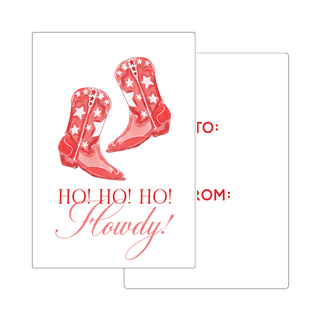 Ho Ho Howdy Boots Gift Tag - RED & GREEN OPTIONS