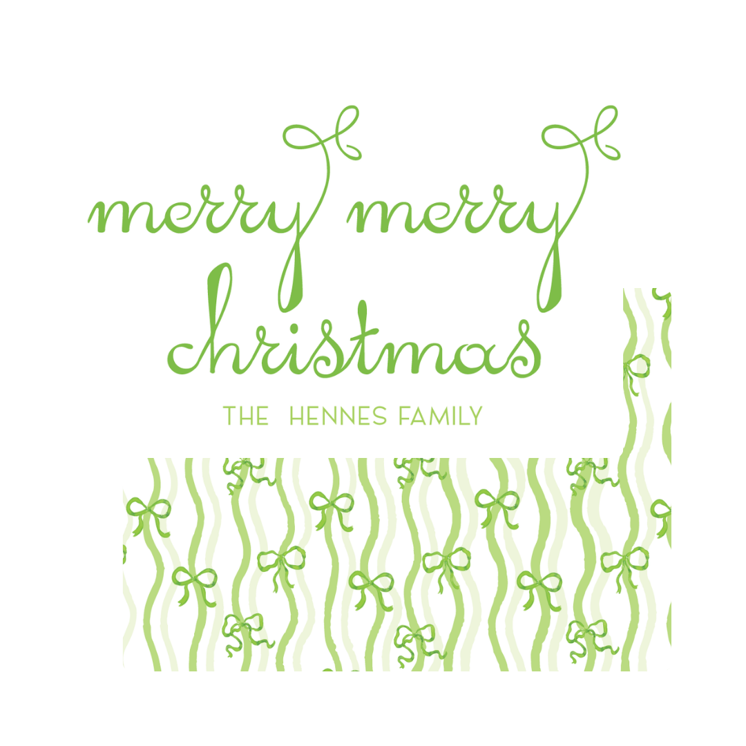 Wavy Lines & Bows Gift Tag - GREEN