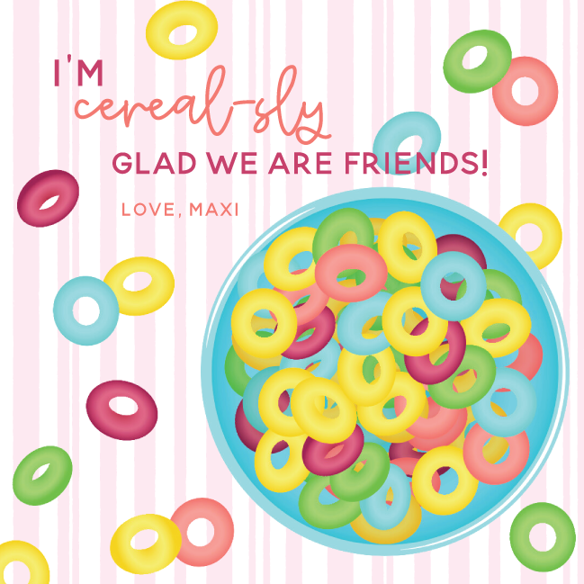 Cereal Valentine's  Gift Tag - PINK