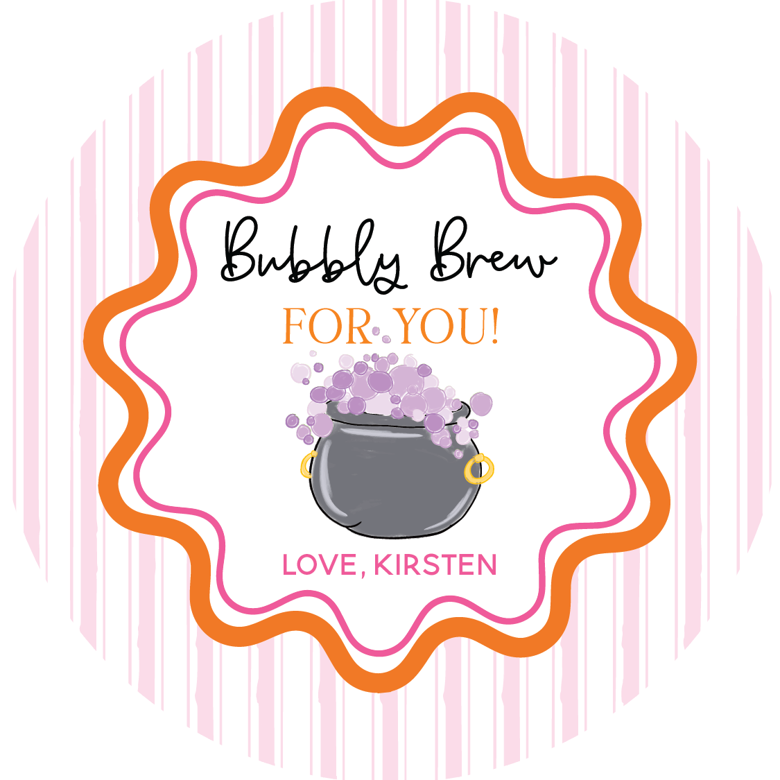 Bubbly Brew For You Circle Gift Tag - Pink