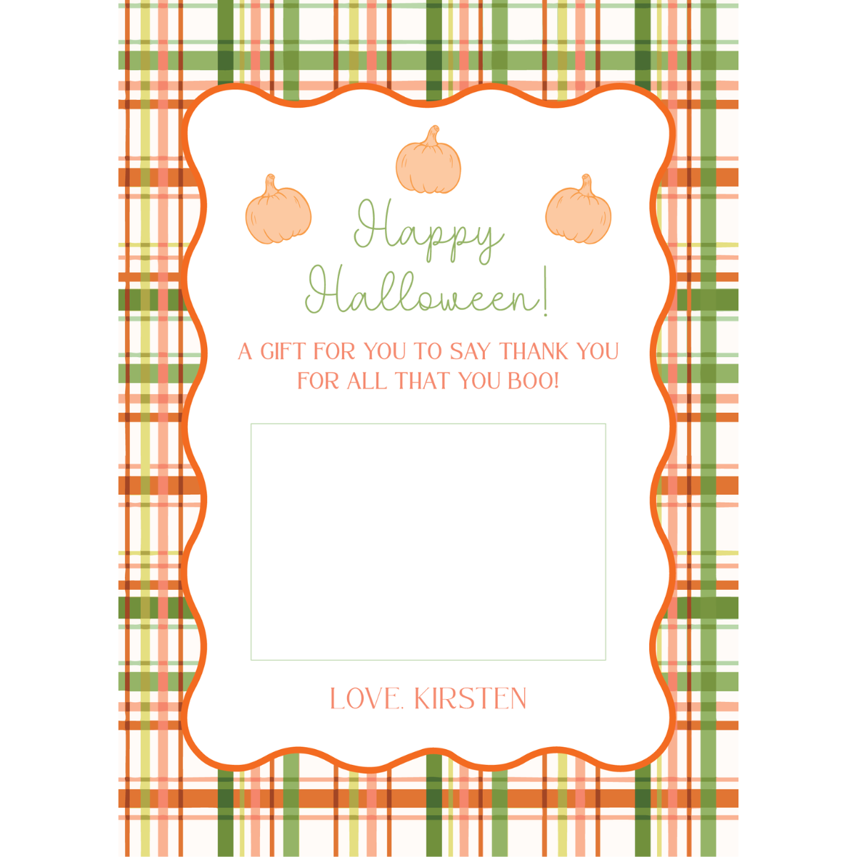 Happy Halloween Plaid Gift Card Holder