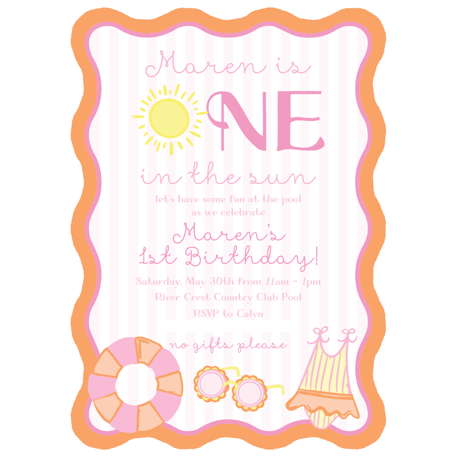 One in the Sun Wavy Die Cut Invitation