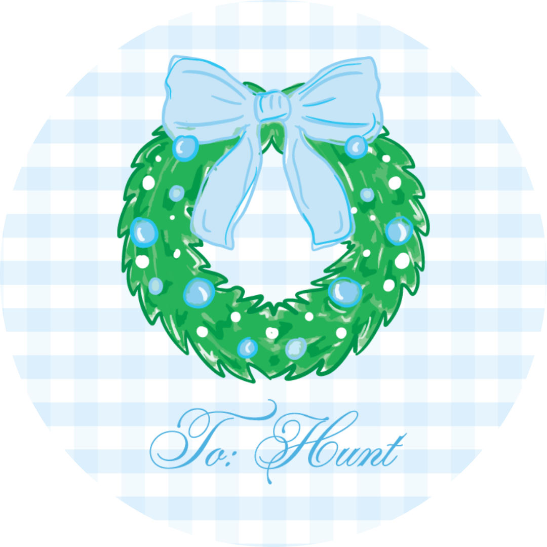STICKER SHEET  - Blue Gingham Wreath