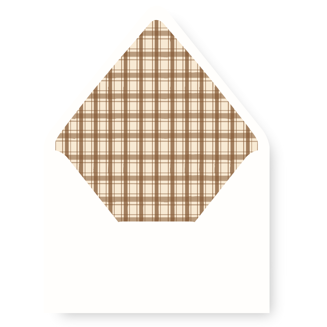Merry Merry Scallop & Gingham GREEN/TAN Envelope Liner - BROWN