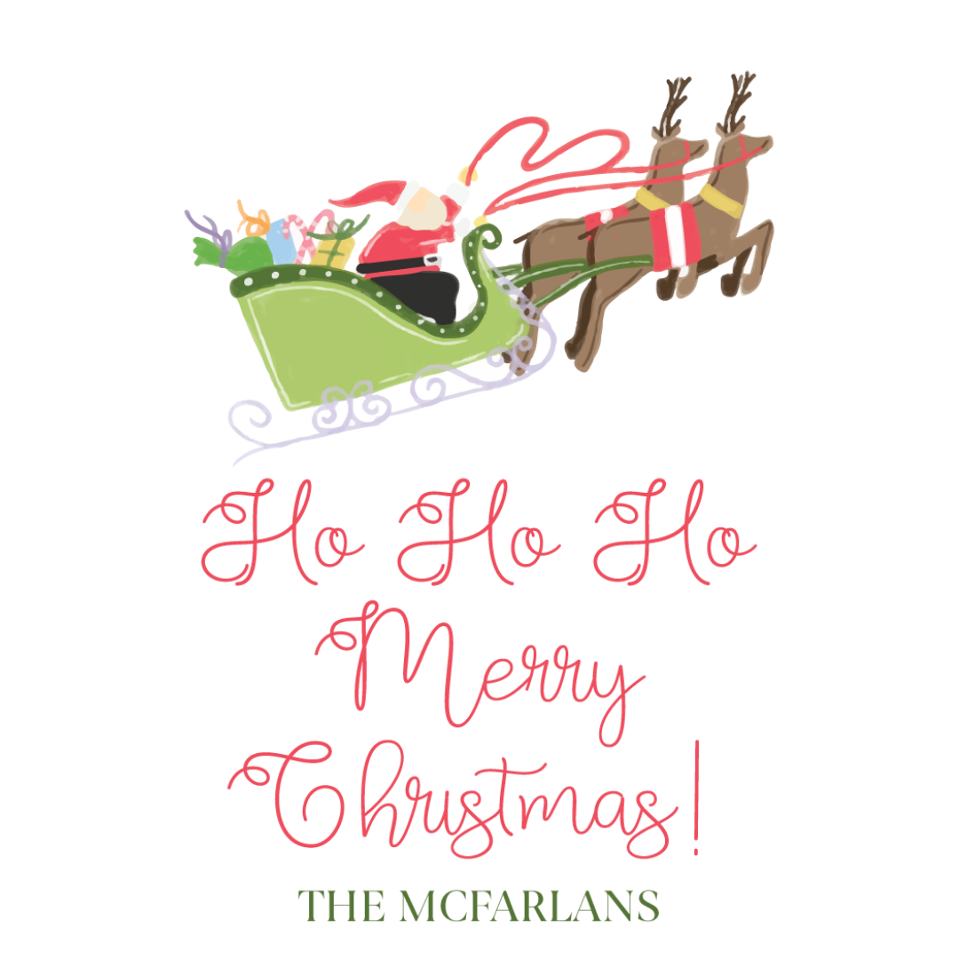 Santa & Reindeer Ho Ho Ho Merry Christmas Gift Tag