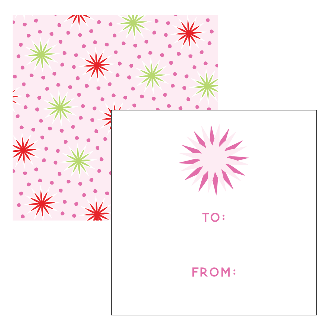Pink Star Pattern Gift Tag