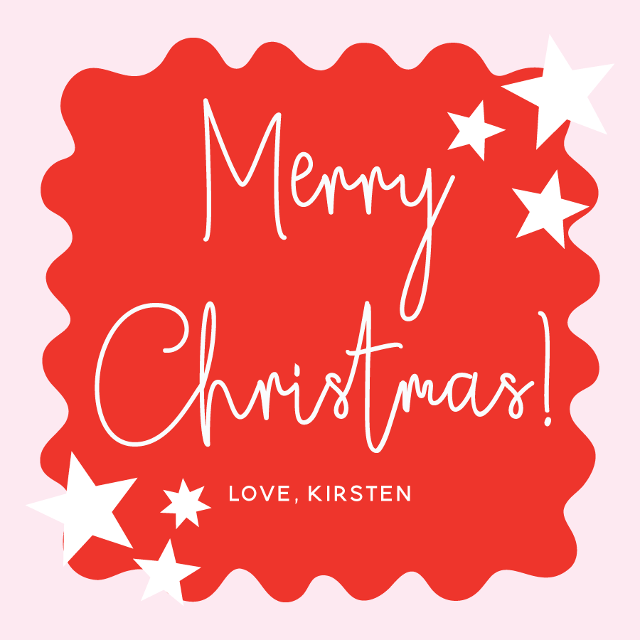 Merry Christmas Abstract & Stars Gift Tag - PINK