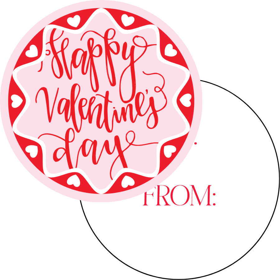 HVD Squiggle Hearts Circle Gift Tag - PINK