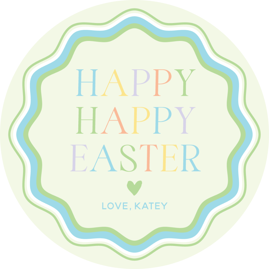 Happy Happy Easter Circle Gift Tag - GREEN