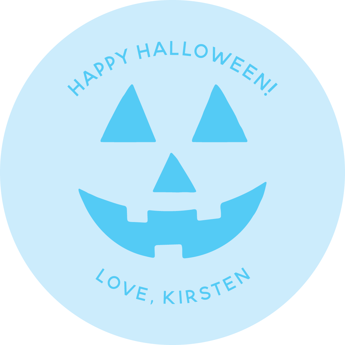 Jack-o'-lantern Circle Gift Tag - BLUE