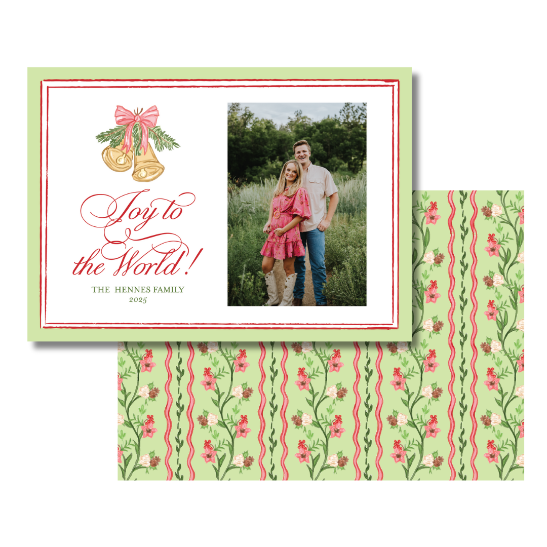 Light  Green Advent Pattern Christmas Card