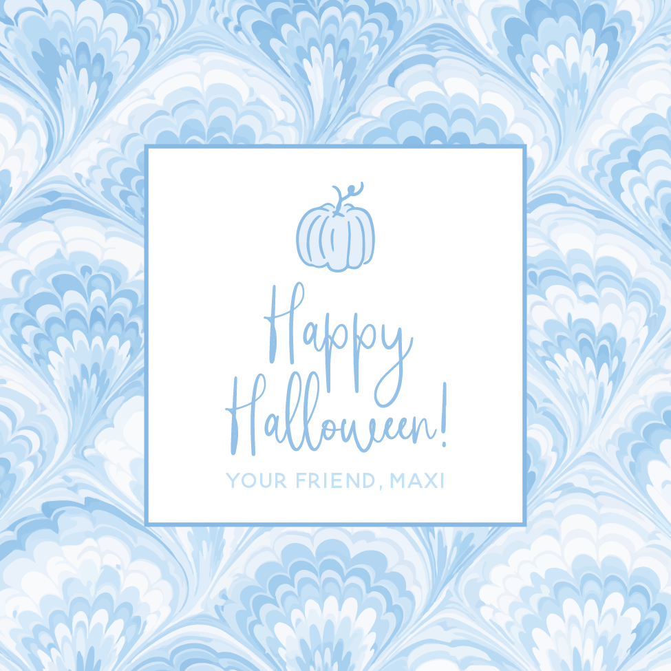 Blue Pumpkin Feather Marble Gift Tag