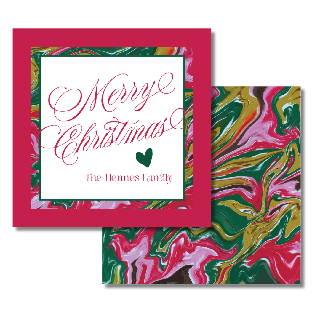 Chic Oil Marble Merry Christmas Gift Tag
