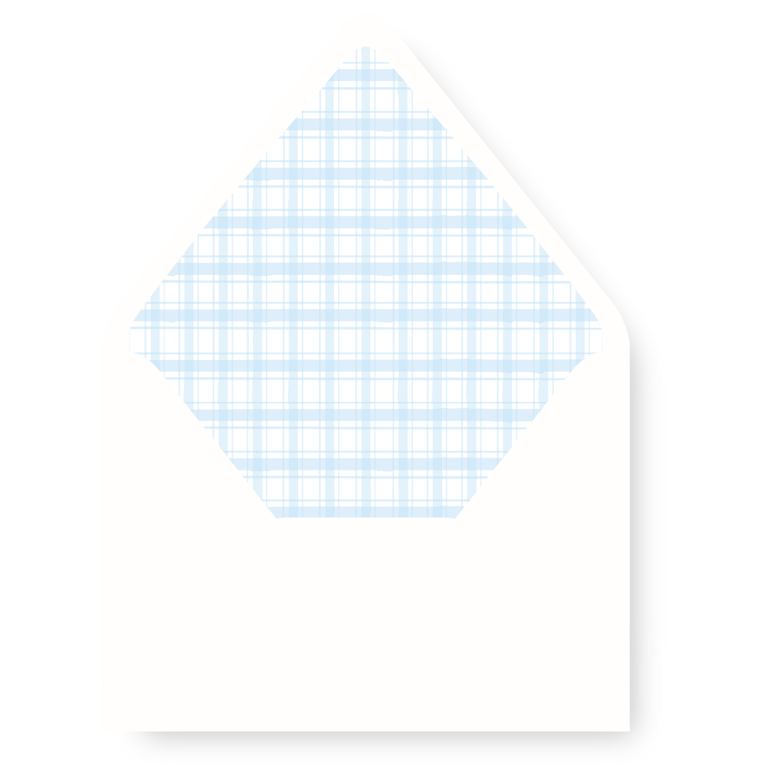Blue & Green Gingham & Stars  Christmas Card Envelope Liner  - BLUE GINGHAM