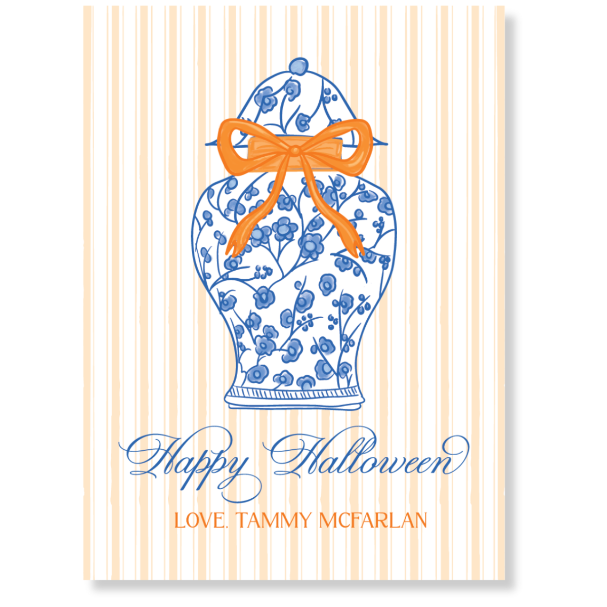 Grandmillennial Chinoiserie Pot Halloween Gift Tag