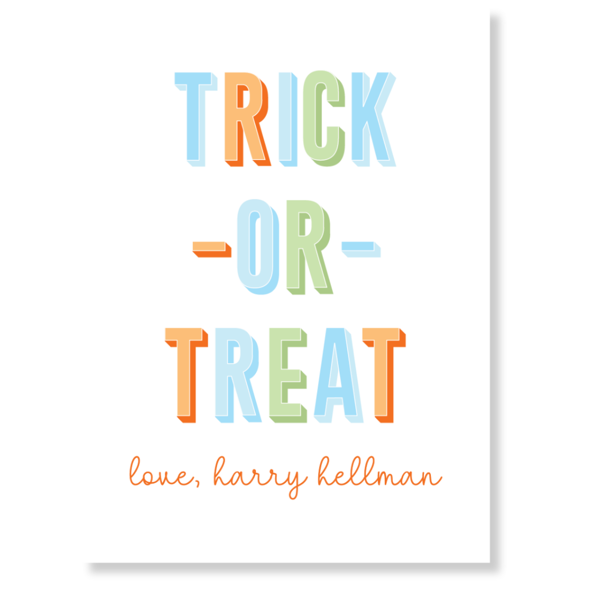Trick - Or - Treat Blocks Letters Gift Tag - BLUE