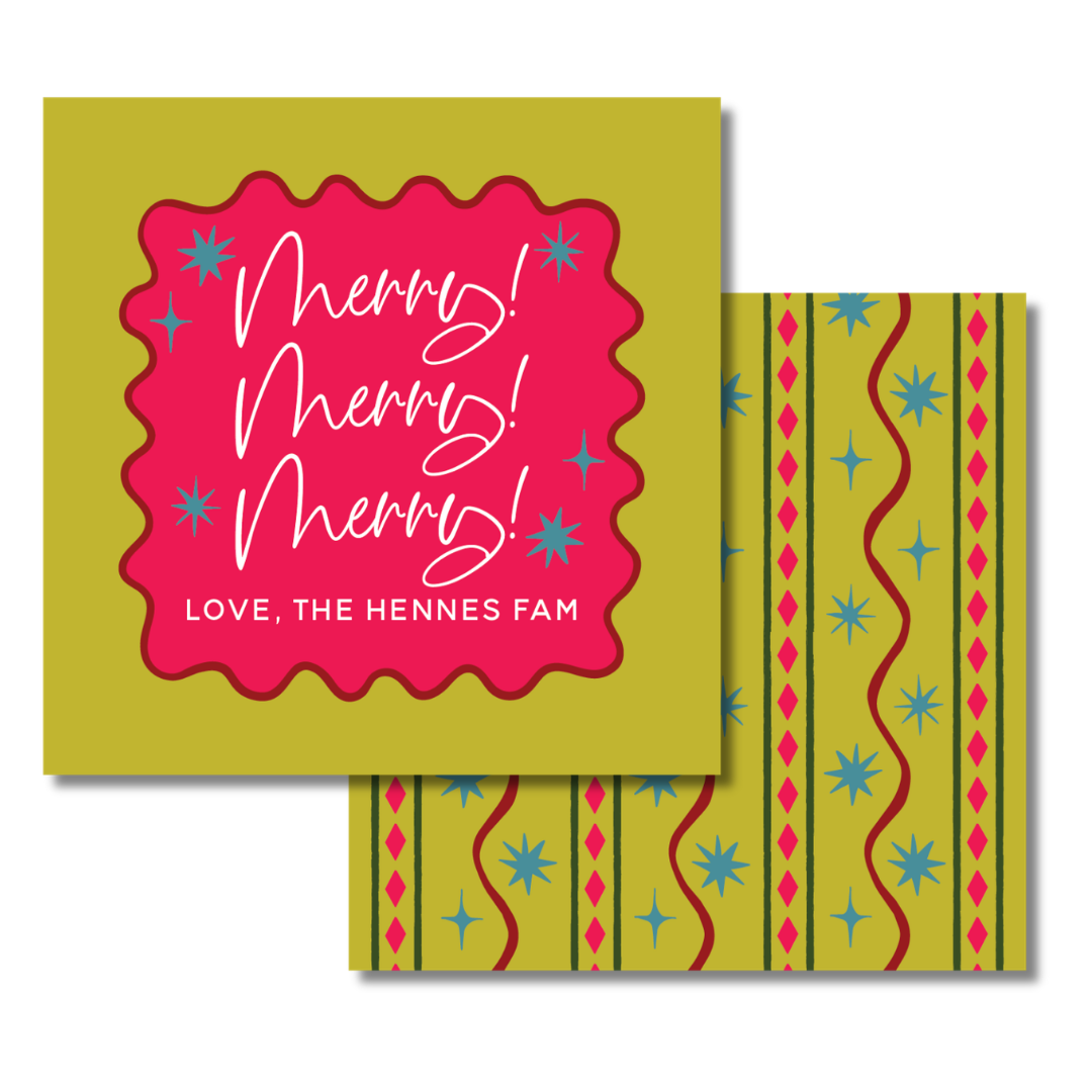 Chartreuse & Pink Merry Gift Tag