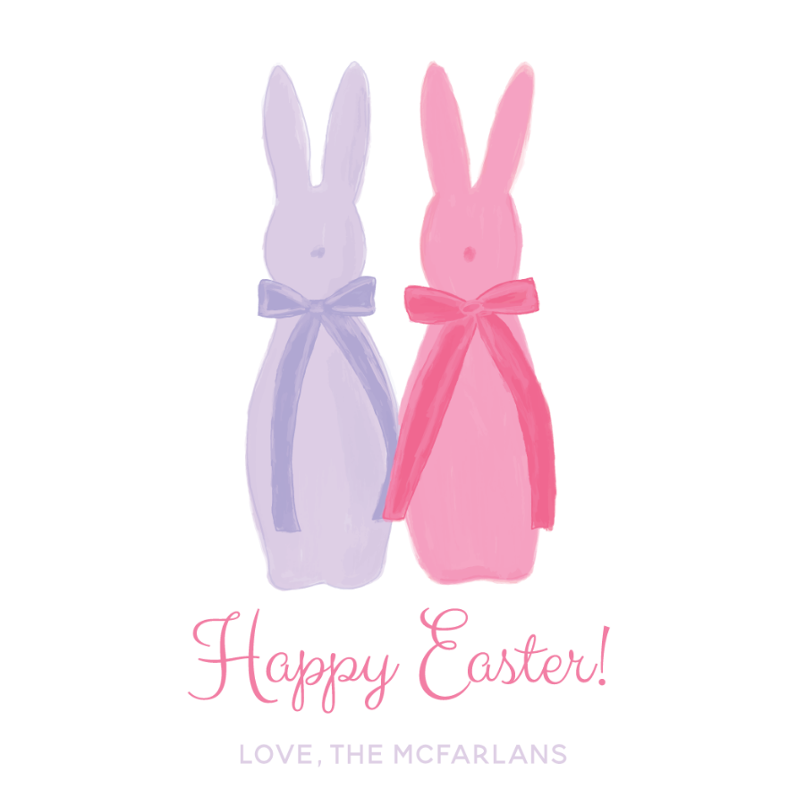 Flocked Bunny Gift Tag - PINK/PURPLE