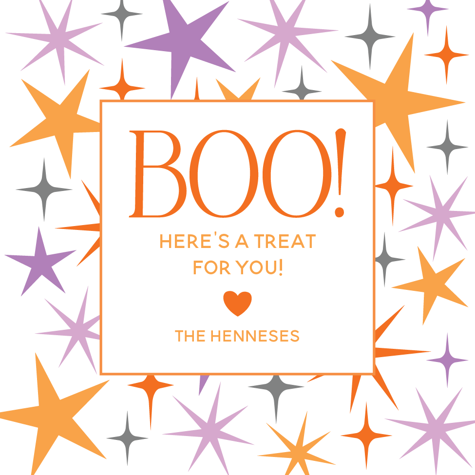 BOO! Purple & Orange Stars Gift Tag