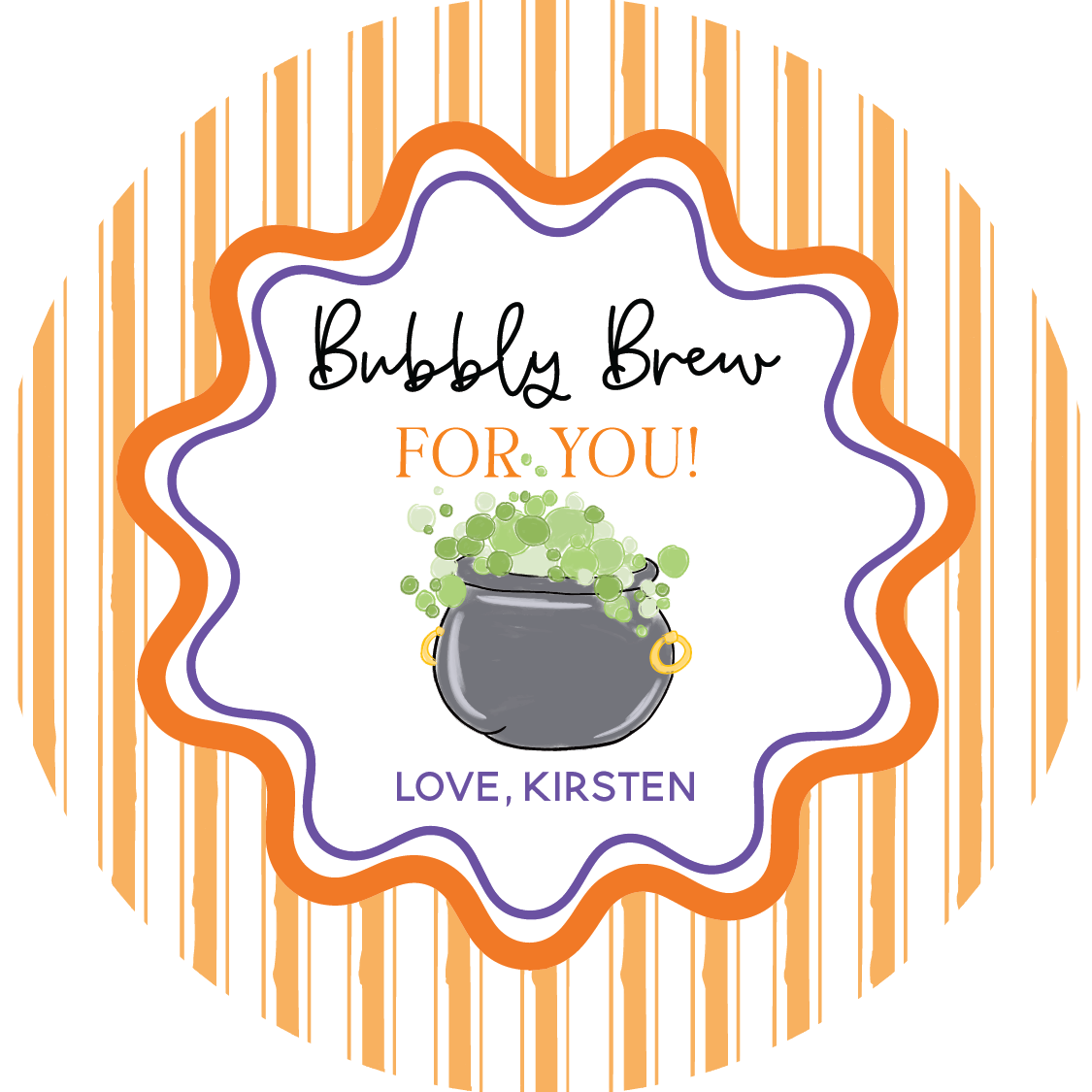 Bubbly Brew For You Circle Gift Tag - Orange