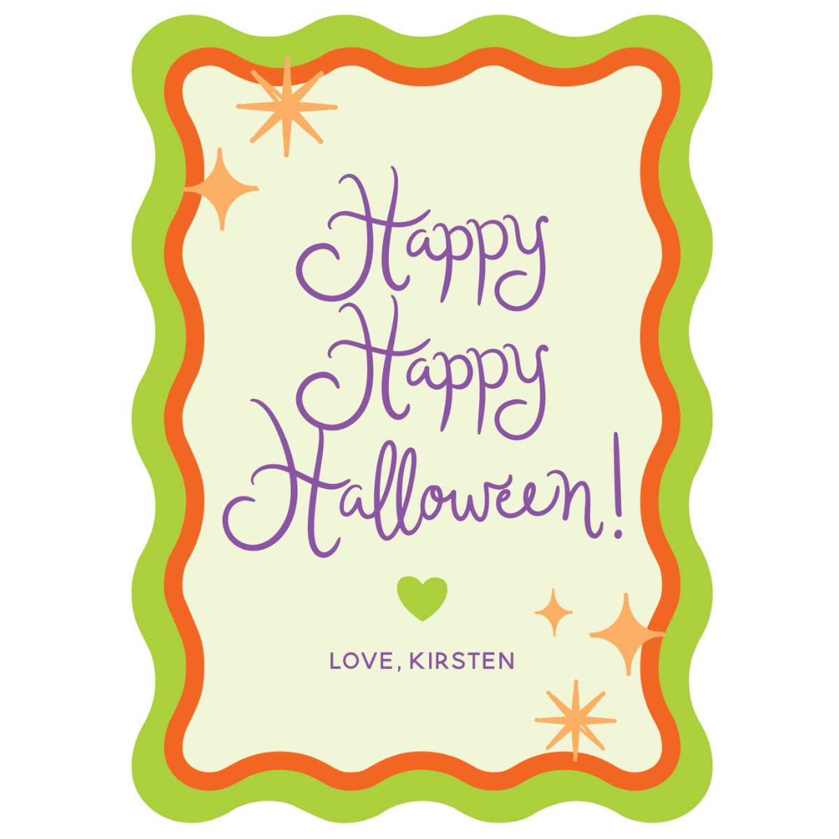 Happy Halloween Wavy Die Cut Gift Tag - GREEN