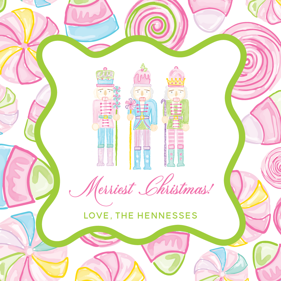 Merriest Christmas Pastel Nutcrackers Gift Tag