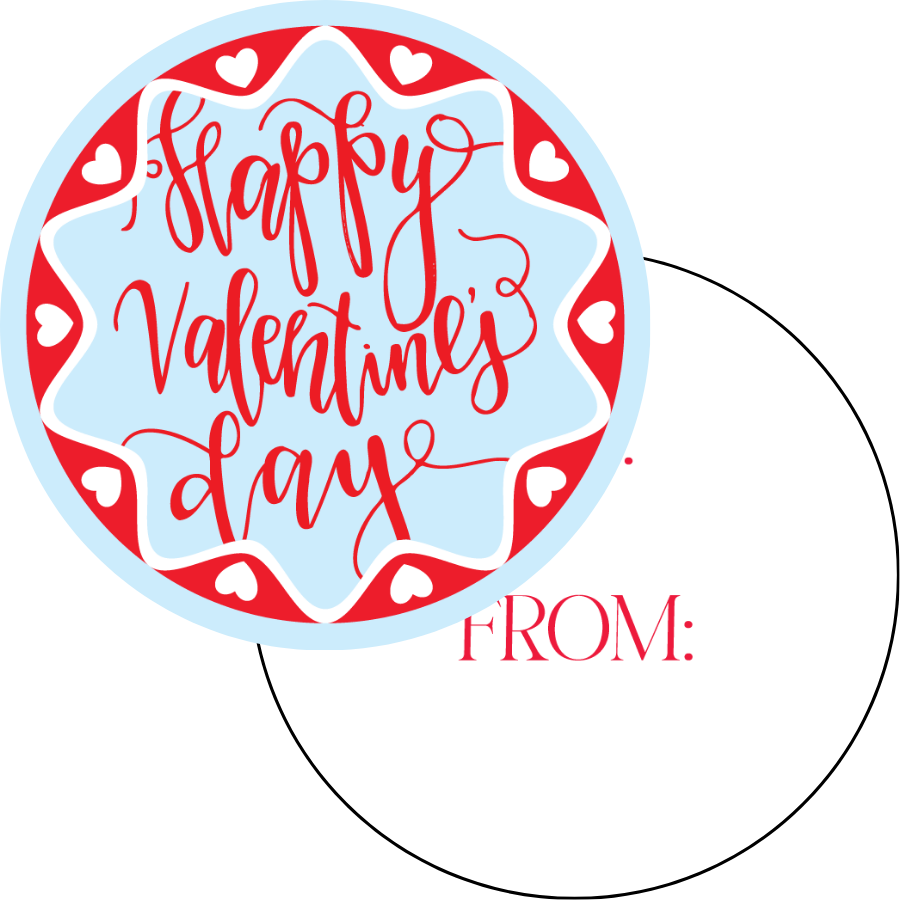 HVD Squiggle Hearts Circle Gift Tag - BLUE