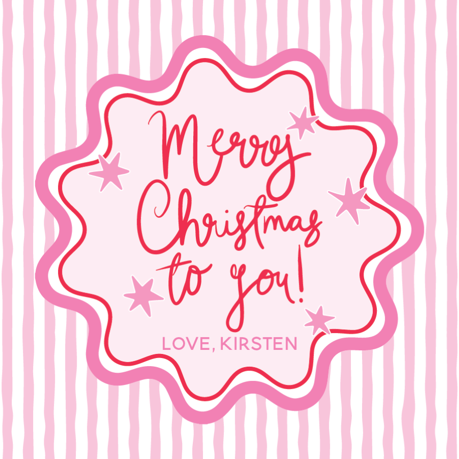 Squiggle Merry Christmas Gift Tag - PINK