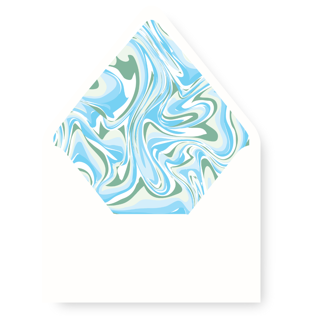 Blue & Green Marble Merry Christmas Card Liner
