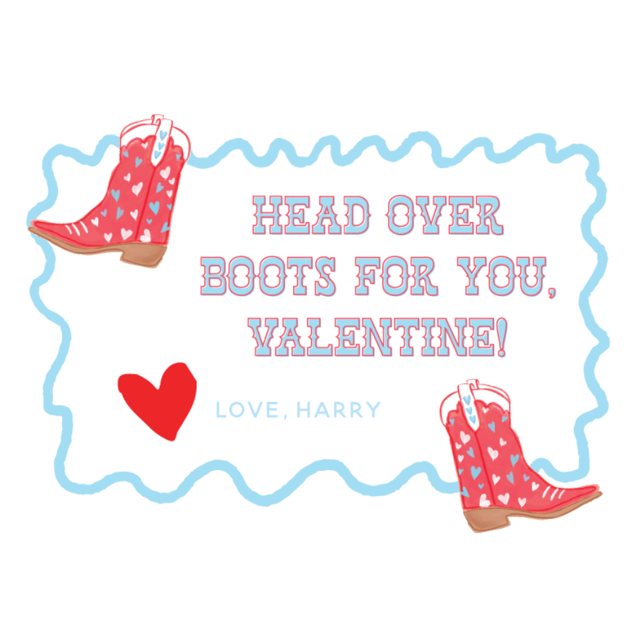 Head Over Boots For You Gift Tag - BLUE