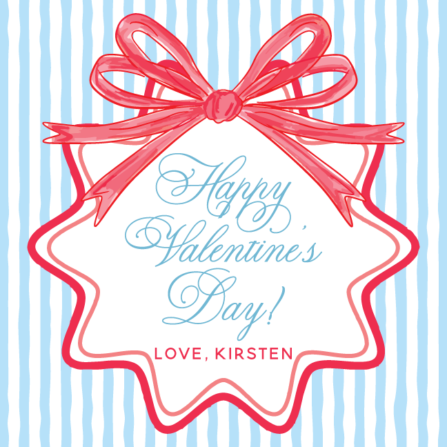 Bow Squiggle Stripes HVD Gift Tag - BLUE