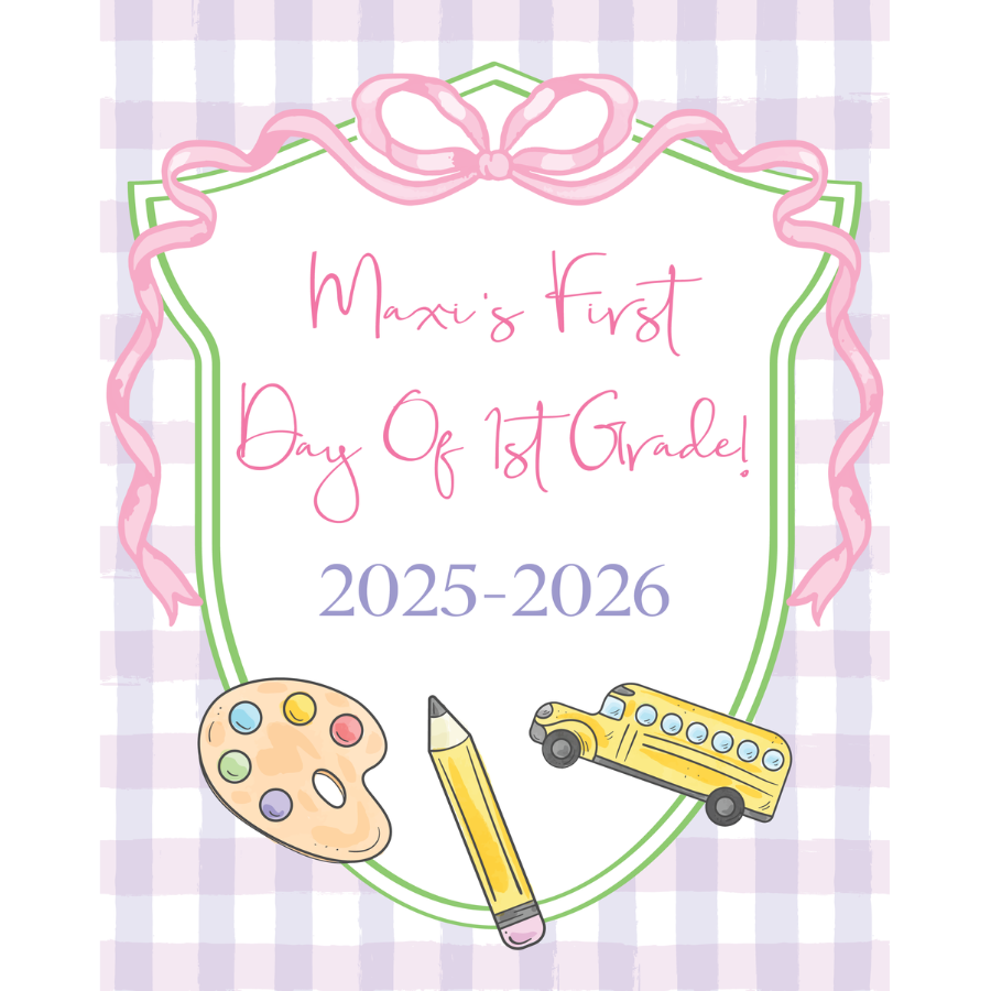 Pink Bow Frame First/Last Day of School Sign