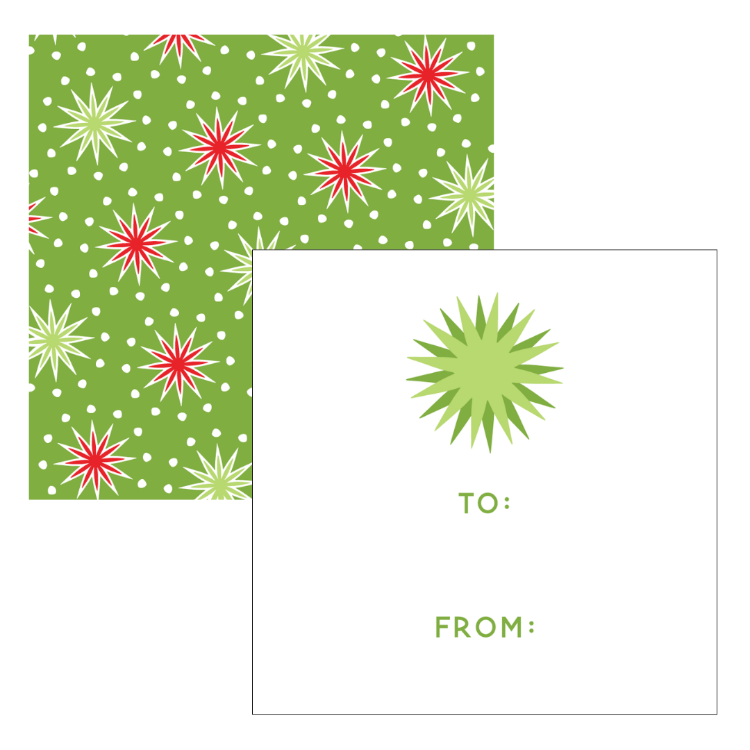 Green Star Pattern Gift Tag