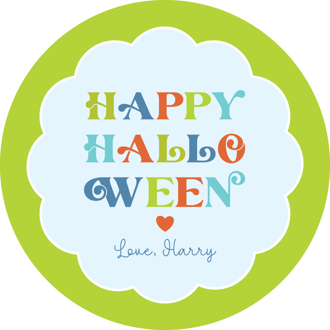 Multi Color Font Circle Gift Tag - Green
