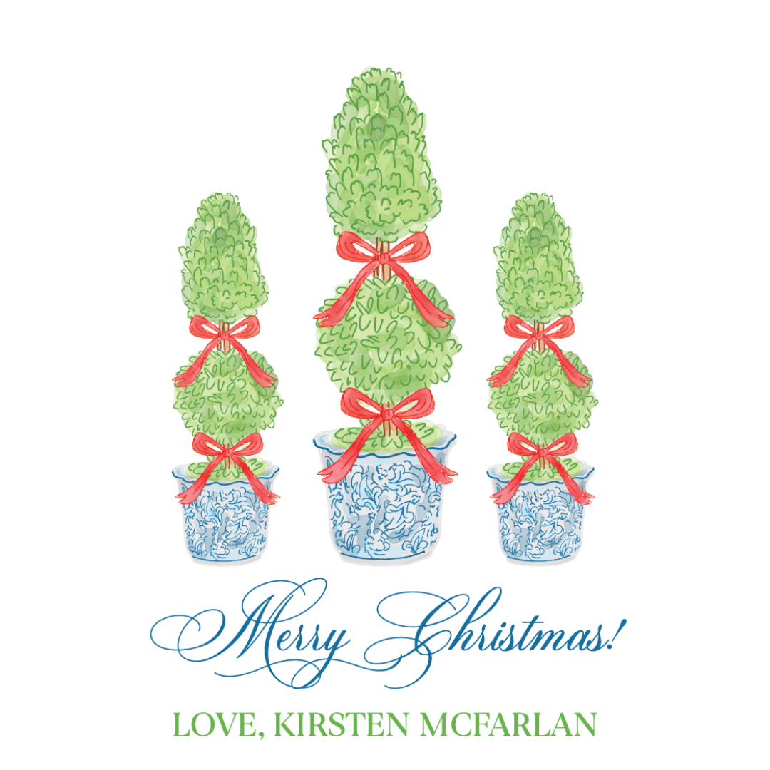 Chinoiserie Topiary Christmas Gift Tag