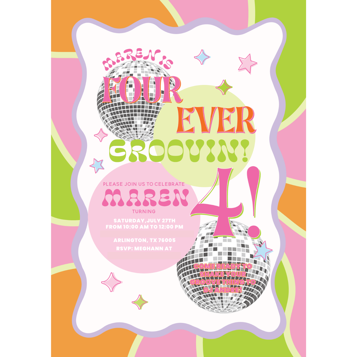 Groovy & Girly Birthday Invitation