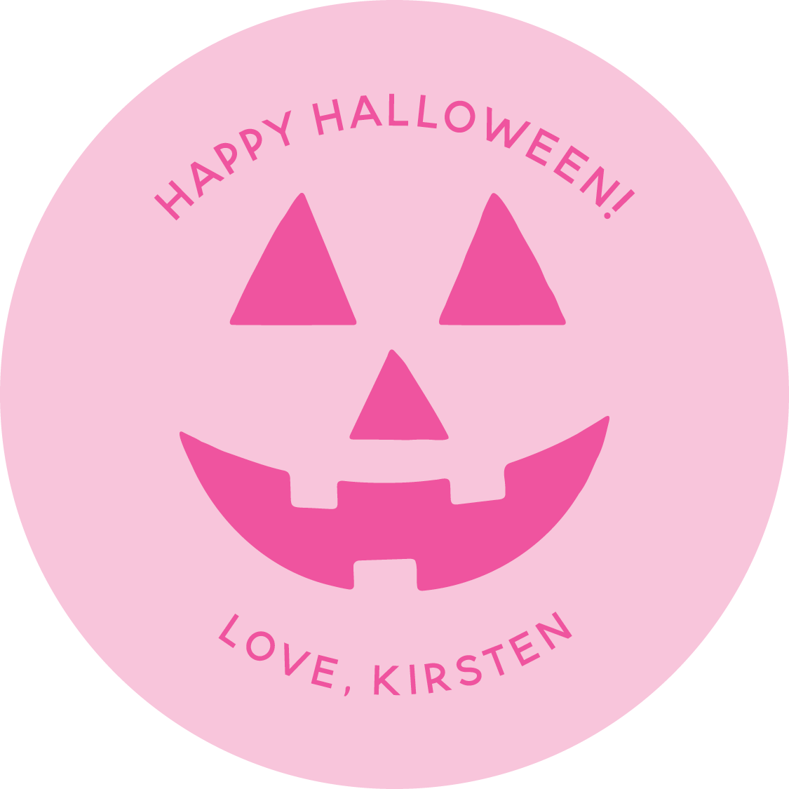 Jack-o'-lantern Circle Gift Tag - PINK