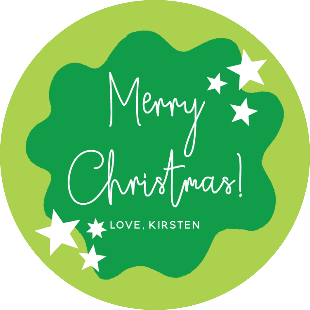 STICKER SHEET  -  Green Abstract Stars Merry Christmas