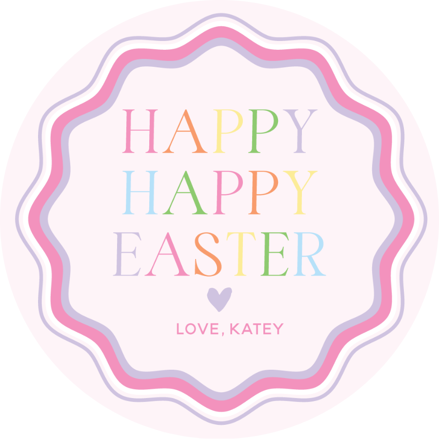 Happy Happy Easter Circle Gift Tag - PINK