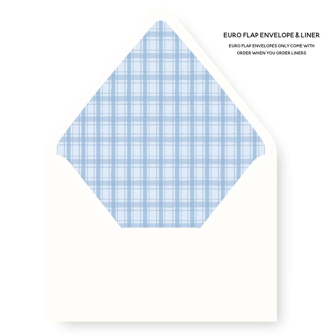 Merry Merry Scallop & Gingham BLUE/GREEN Envelope Liner - BLUE