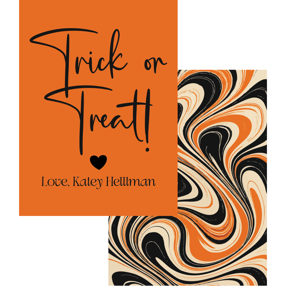 Trick or Treat Orange& Black Marble Gift Tag