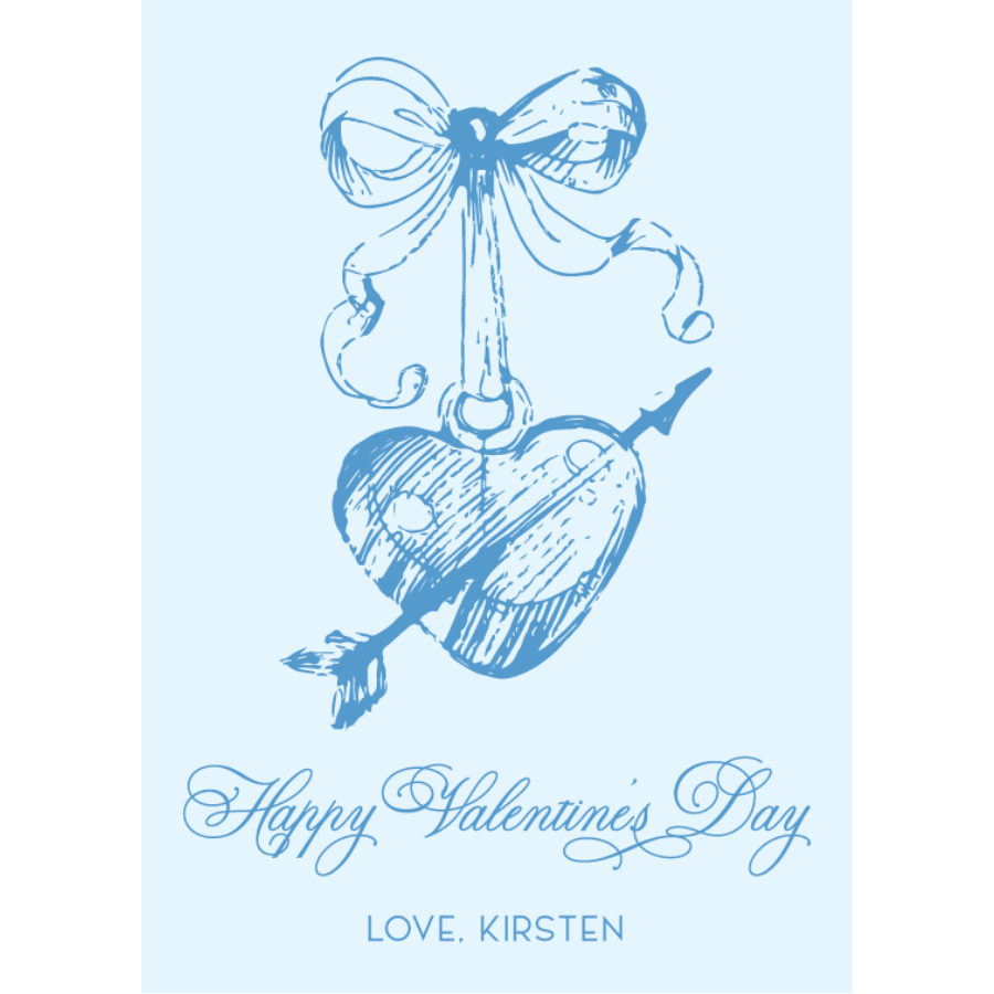 Vintage Ink Heart Gift Tag - BLUE