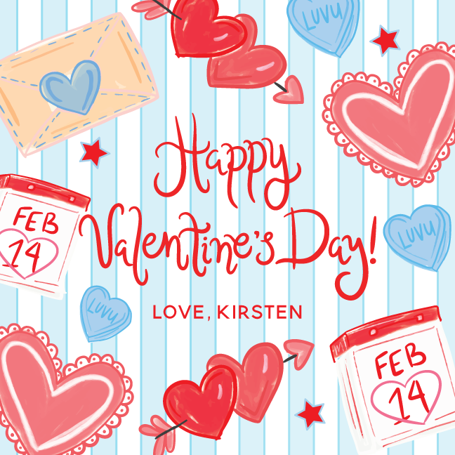 Valentine's Day Icons Gift Tag - BLUE