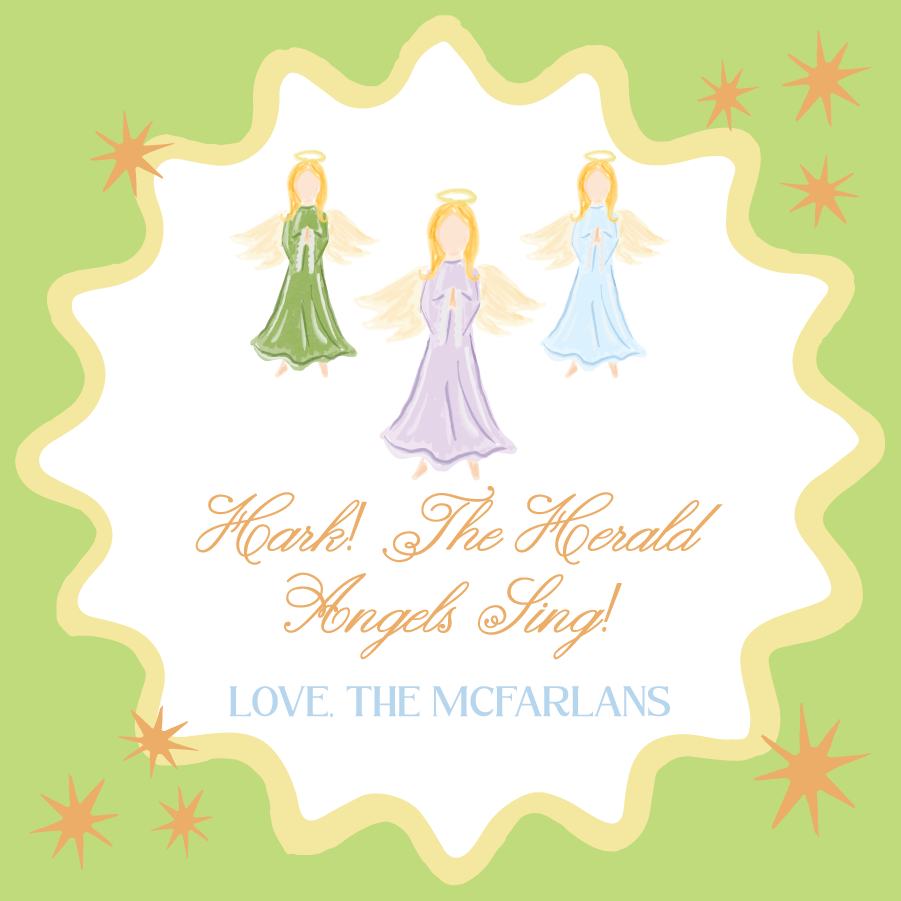 The Herald Angels Sing Gift Tag - LIME